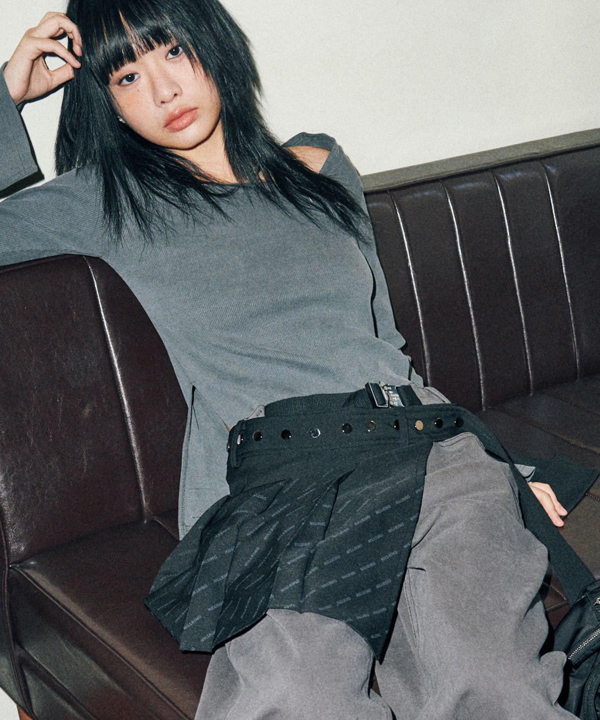 닐링(NILLRING) S4.00 Logo print wrap skirt