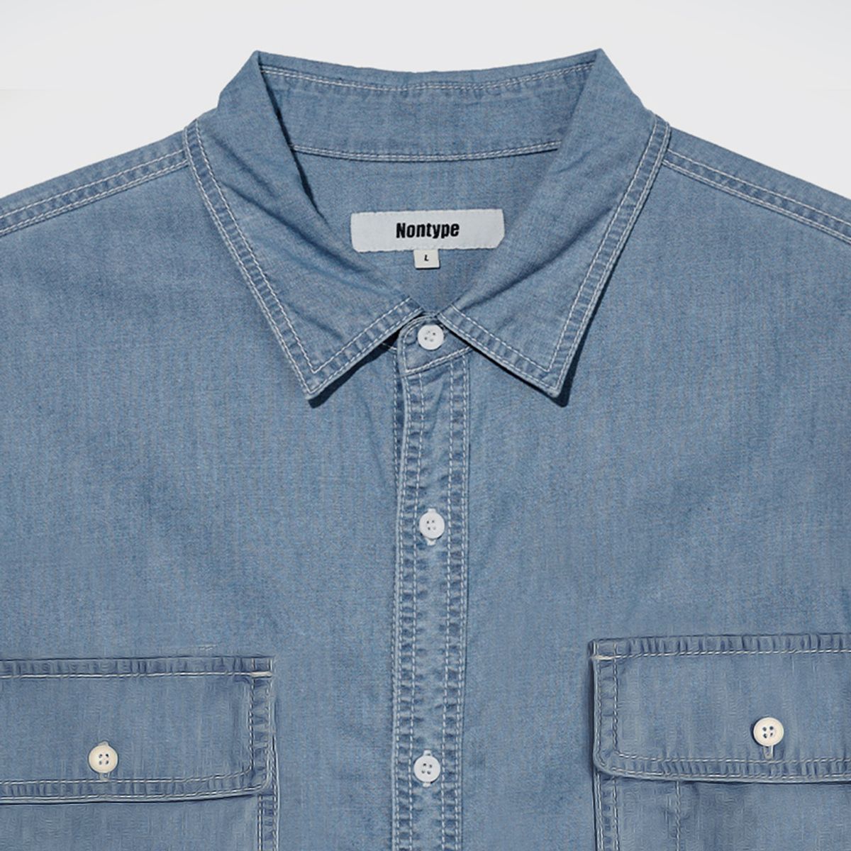 논타입(NONTYPE) STITCH DENIM SHIRTS (BLUE)