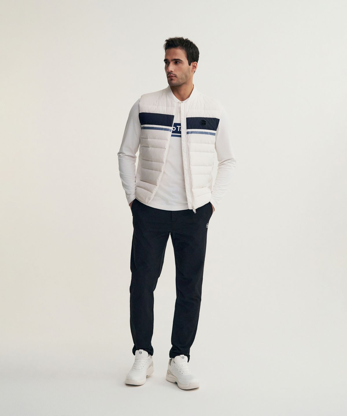 세르지오 타키니(SERGIO TACCHINI) M 쿠쉬웜 경량 다운베스트 (White)