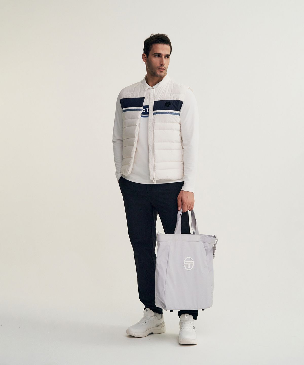 세르지오 타키니(SERGIO TACCHINI) M 쿠쉬웜 경량 다운베스트 (White)