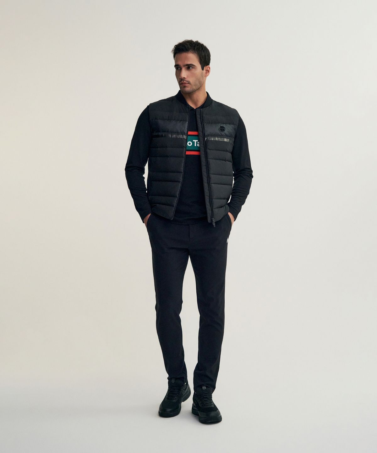 세르지오 타키니(SERGIO TACCHINI) M 쿠쉬웜 경량 다운베스트 (Black)