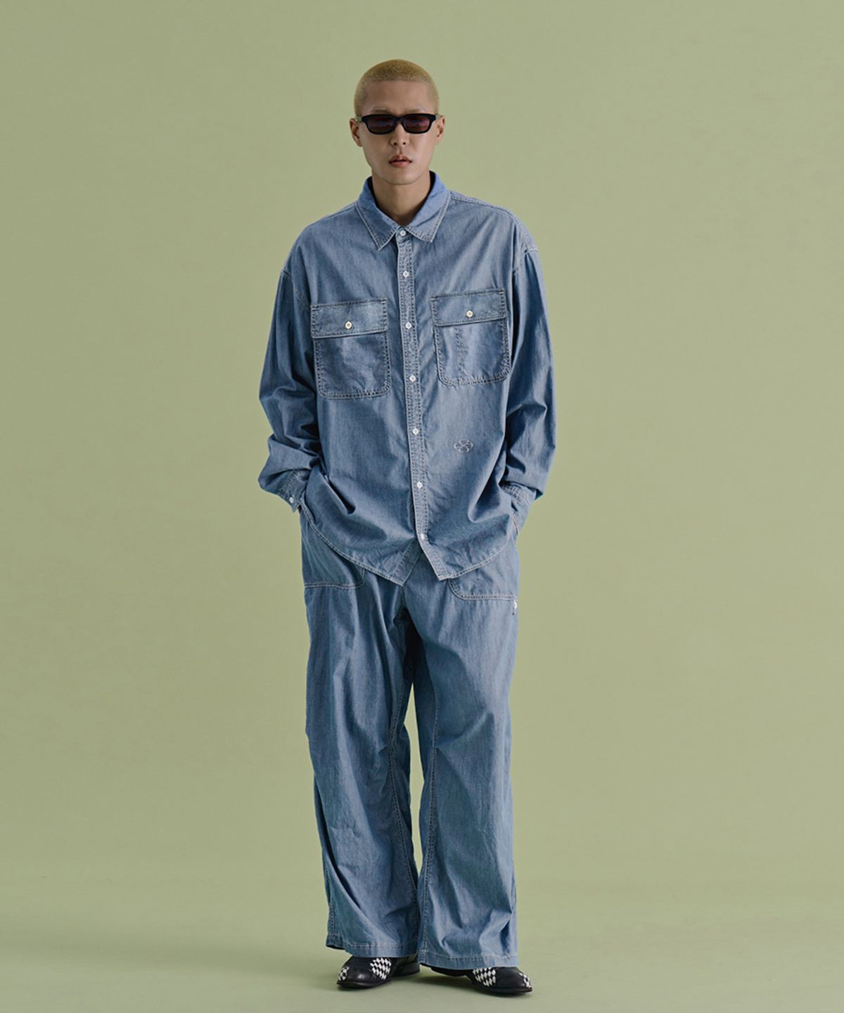 논타입(NONTYPE) DENIM PARACHUTE PANTS (BLUE)
