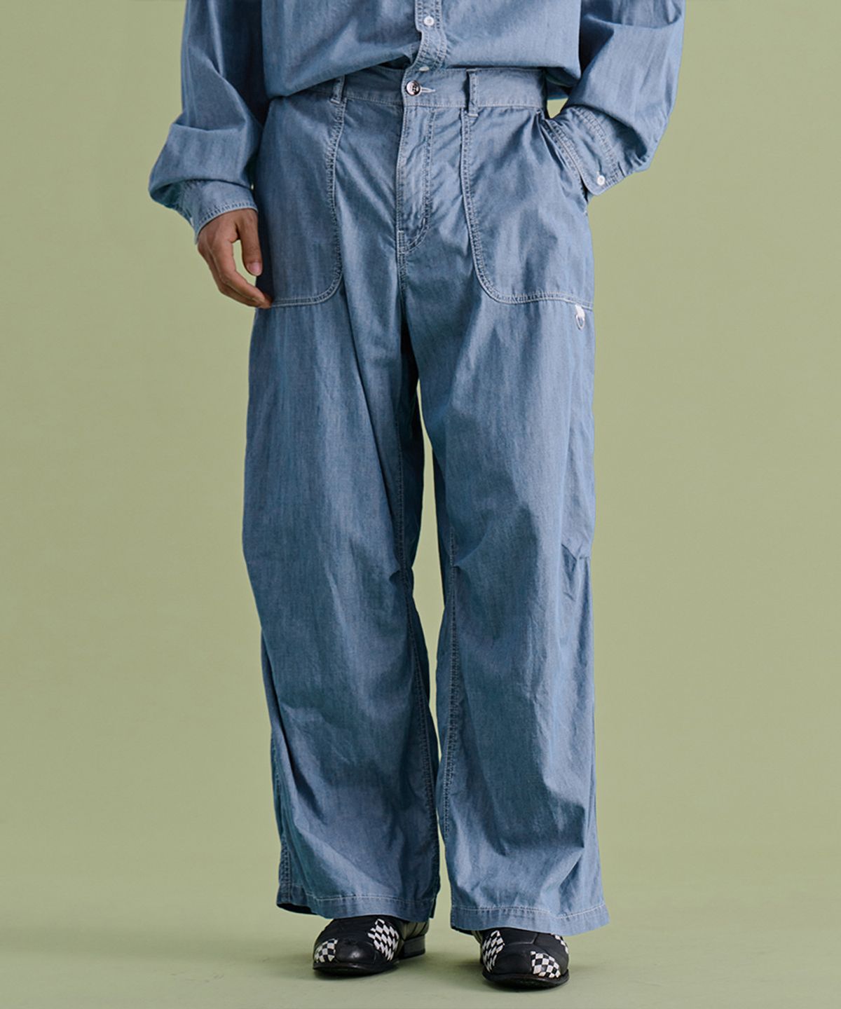 논타입(NONTYPE) DENIM PARACHUTE PANTS (BLUE)