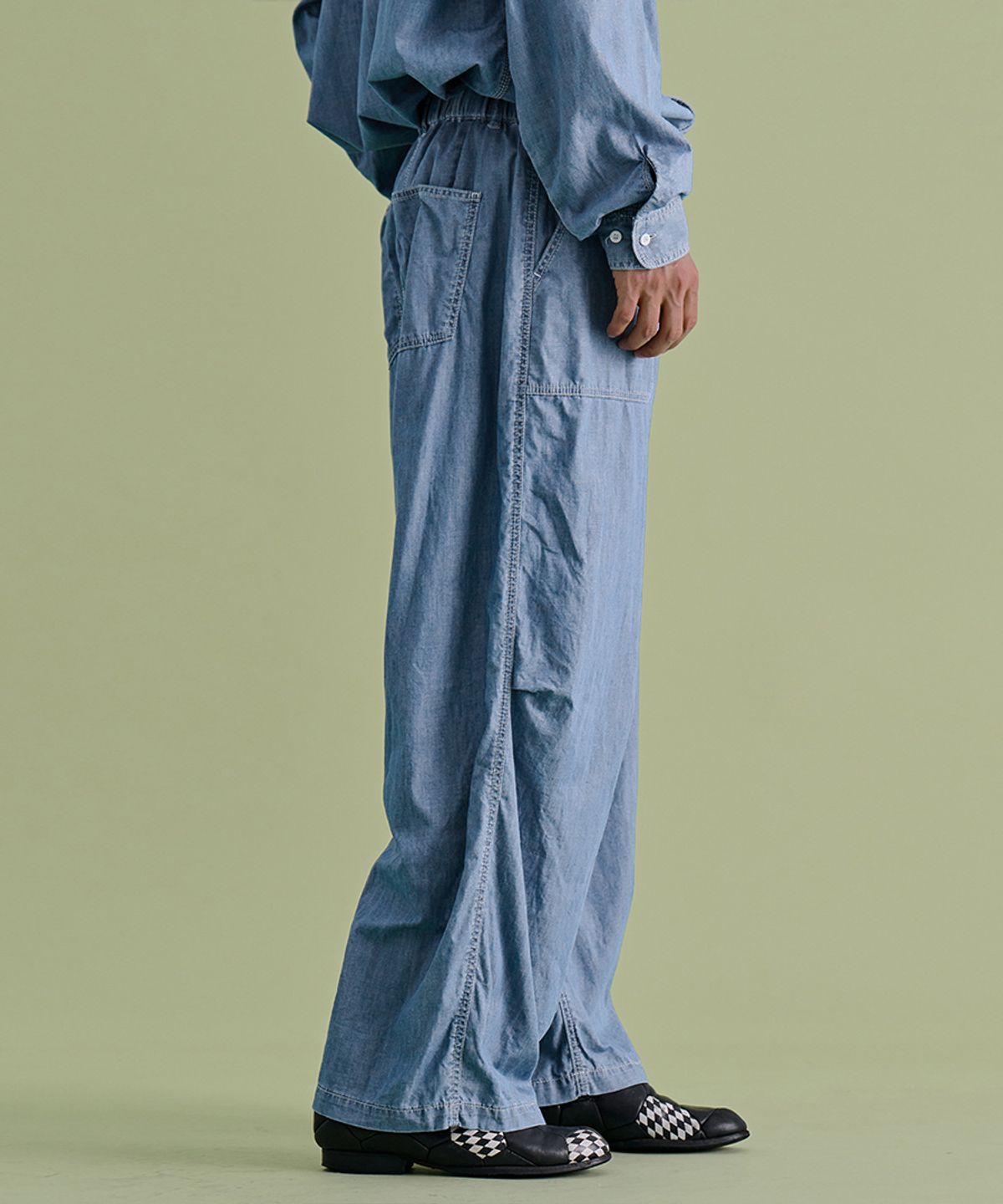 논타입(NONTYPE) DENIM PARACHUTE PANTS (BLUE)