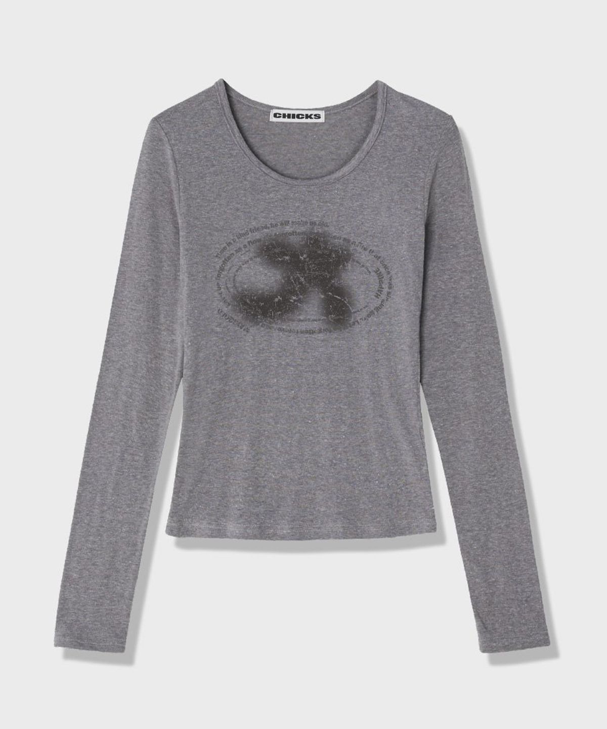 칙스(CHICKS) Happiness 롱 슬리브 티셔츠 Charcoal