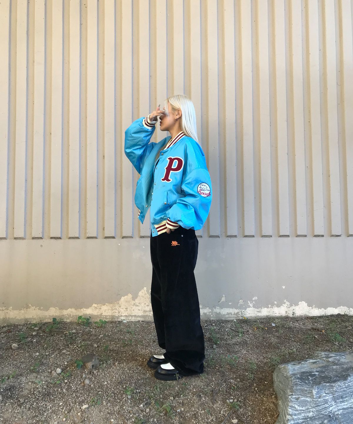 피엔지 저널(PNG JOURNAL) P LOGO BOMBER - SKY BLUE