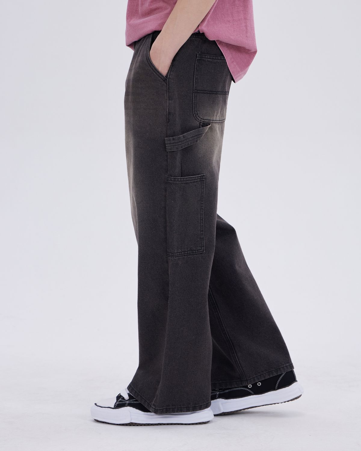 디스펑트(DYSFUNCT) KEY RING WASHING DENIM PANTS(BLACK)