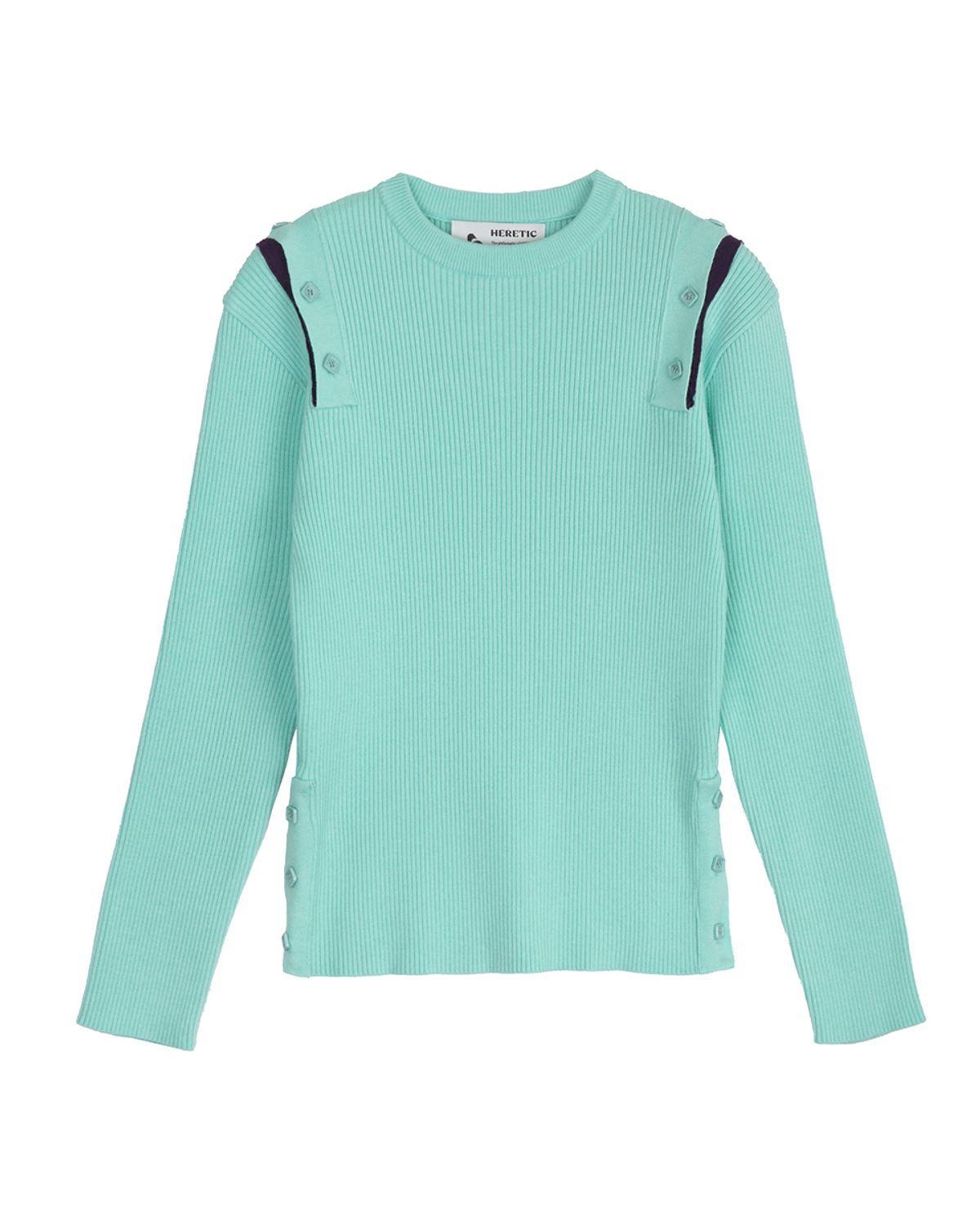 헤레틱(HERETIC) BUTTON CUT-OFF KNIT / mint