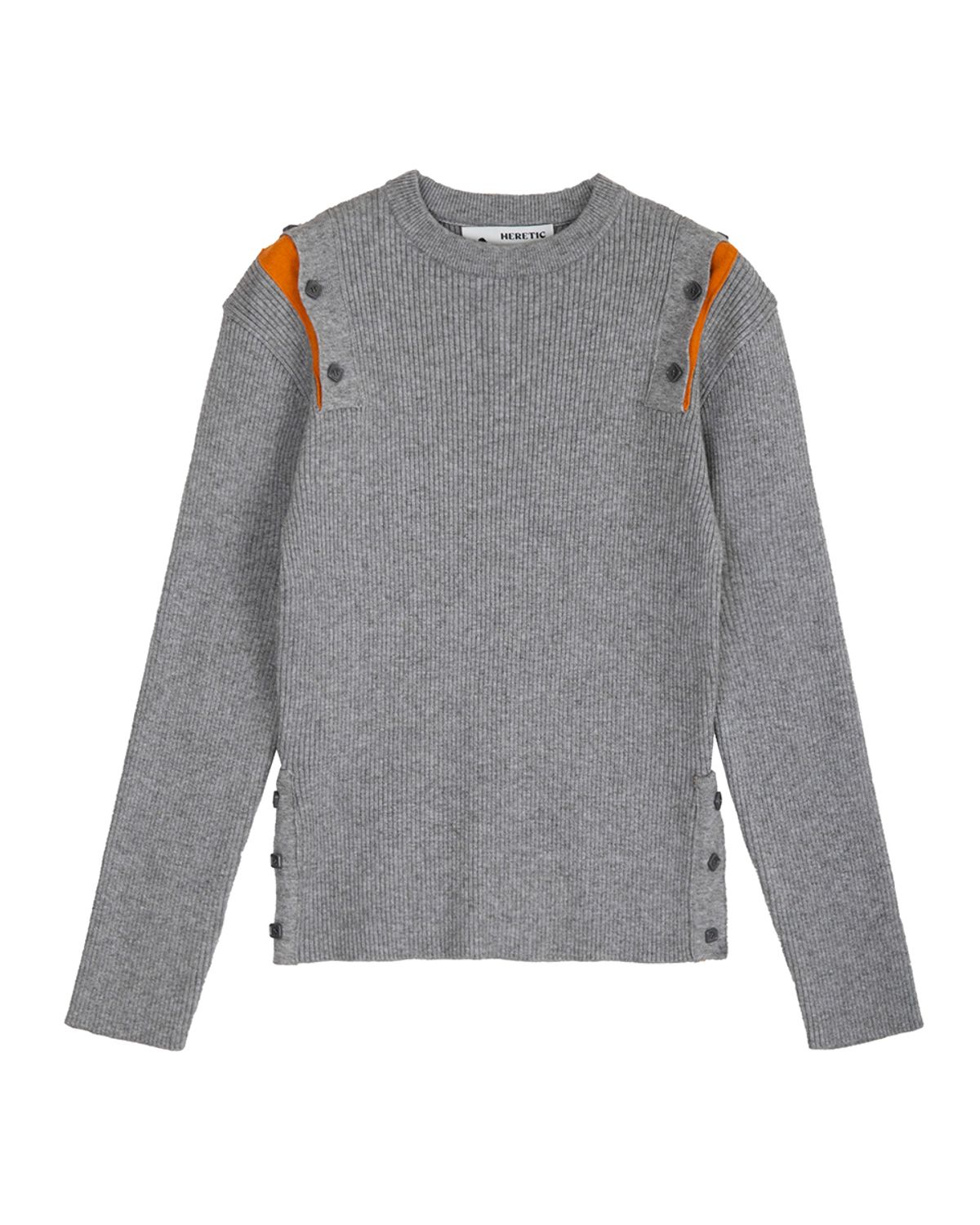 헤레틱(HERETIC) BUTTON CUT-OFF KNIT / grey