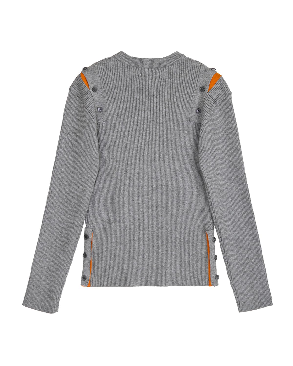 헤레틱(HERETIC) BUTTON CUT-OFF KNIT / grey