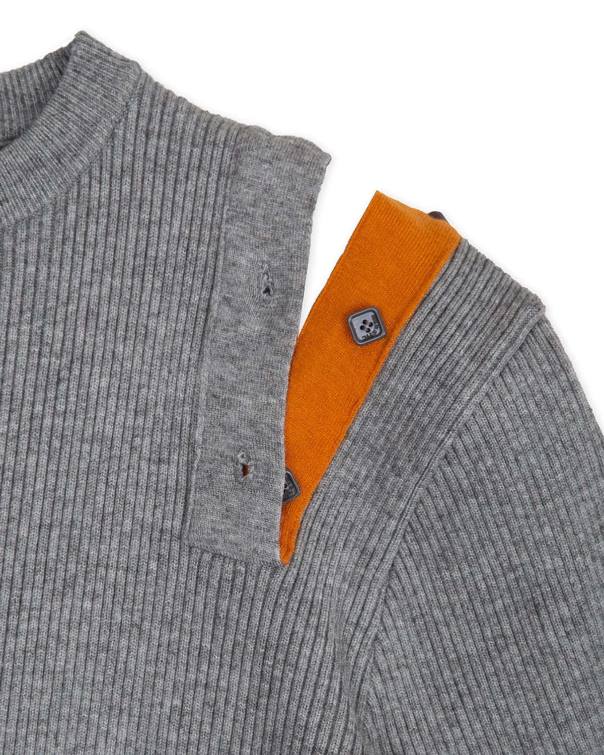 헤레틱(HERETIC) BUTTON CUT-OFF KNIT / grey