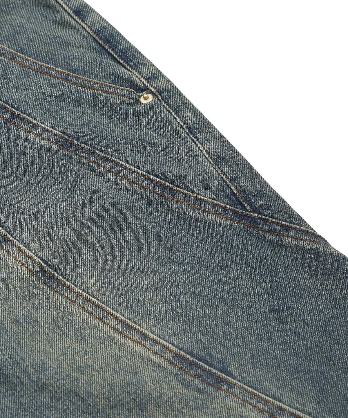 디스펑트(DYSFUNCT) TWIST INCISION WASHING DENIM PANTS(SAND BLUE)
