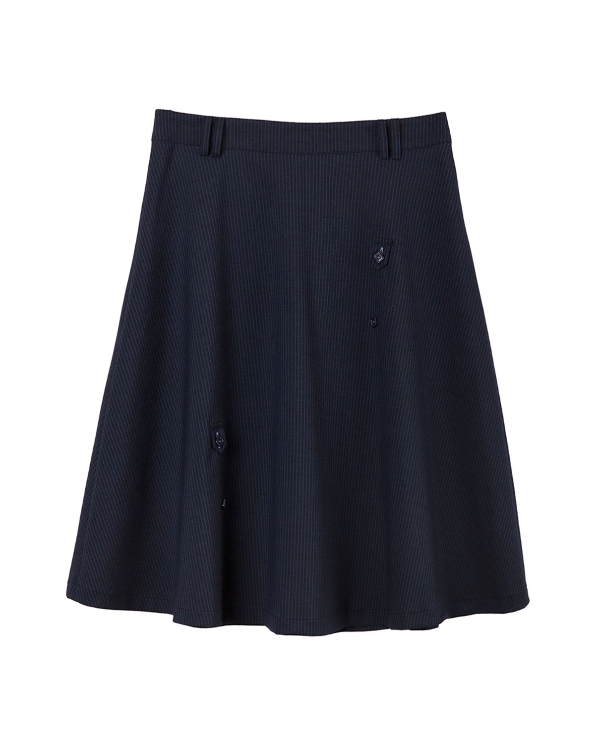 헤레틱(HERETIC) BUTTON FLARED SKIRT / navy