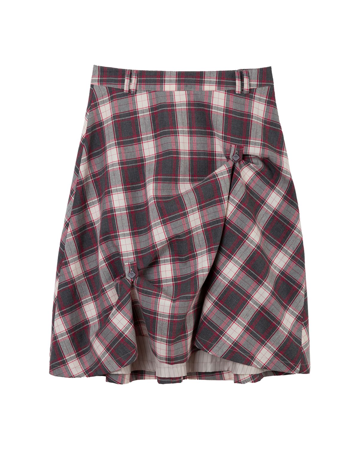 헤레틱(HERETIC) BUTTON FLARED SKIRT / check