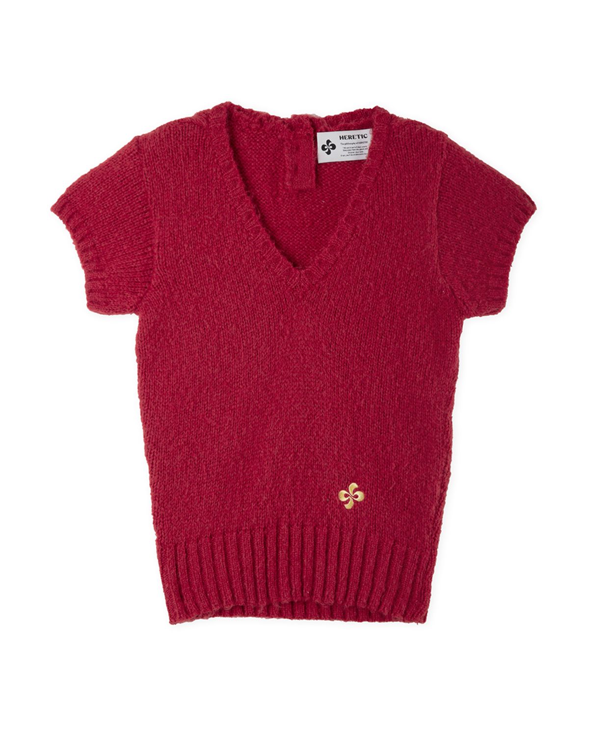 헤레틱(HERETIC) BUTTON V-NECK KNIT / red