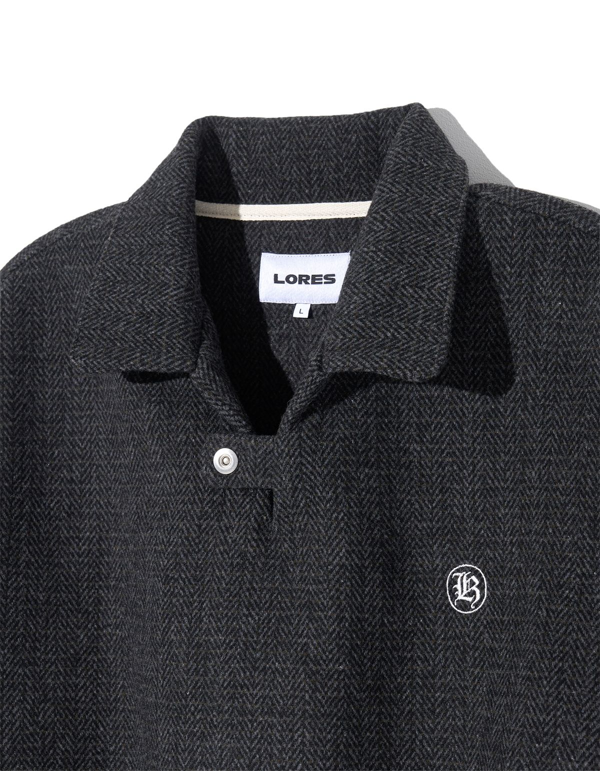 로어즈(LORES) Herringbone Collar Pullover - Charcoal