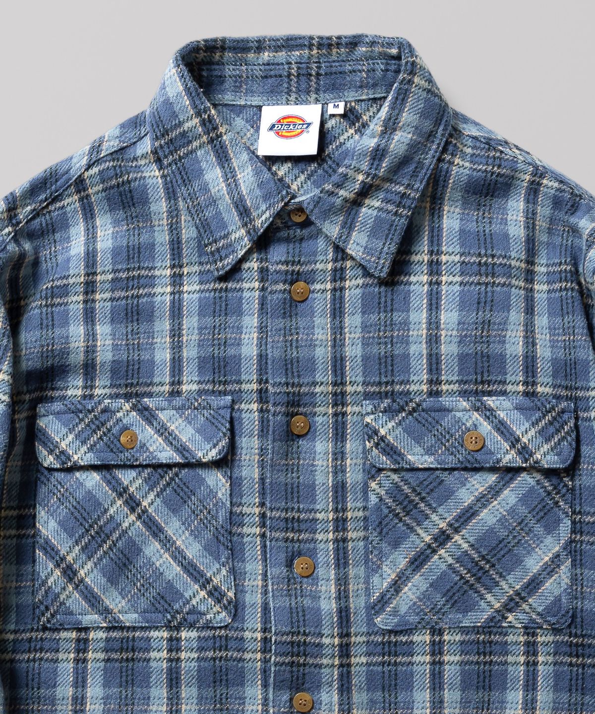 디키즈(DICKIES) 코튼 플란넬 셔츠 Skyblue