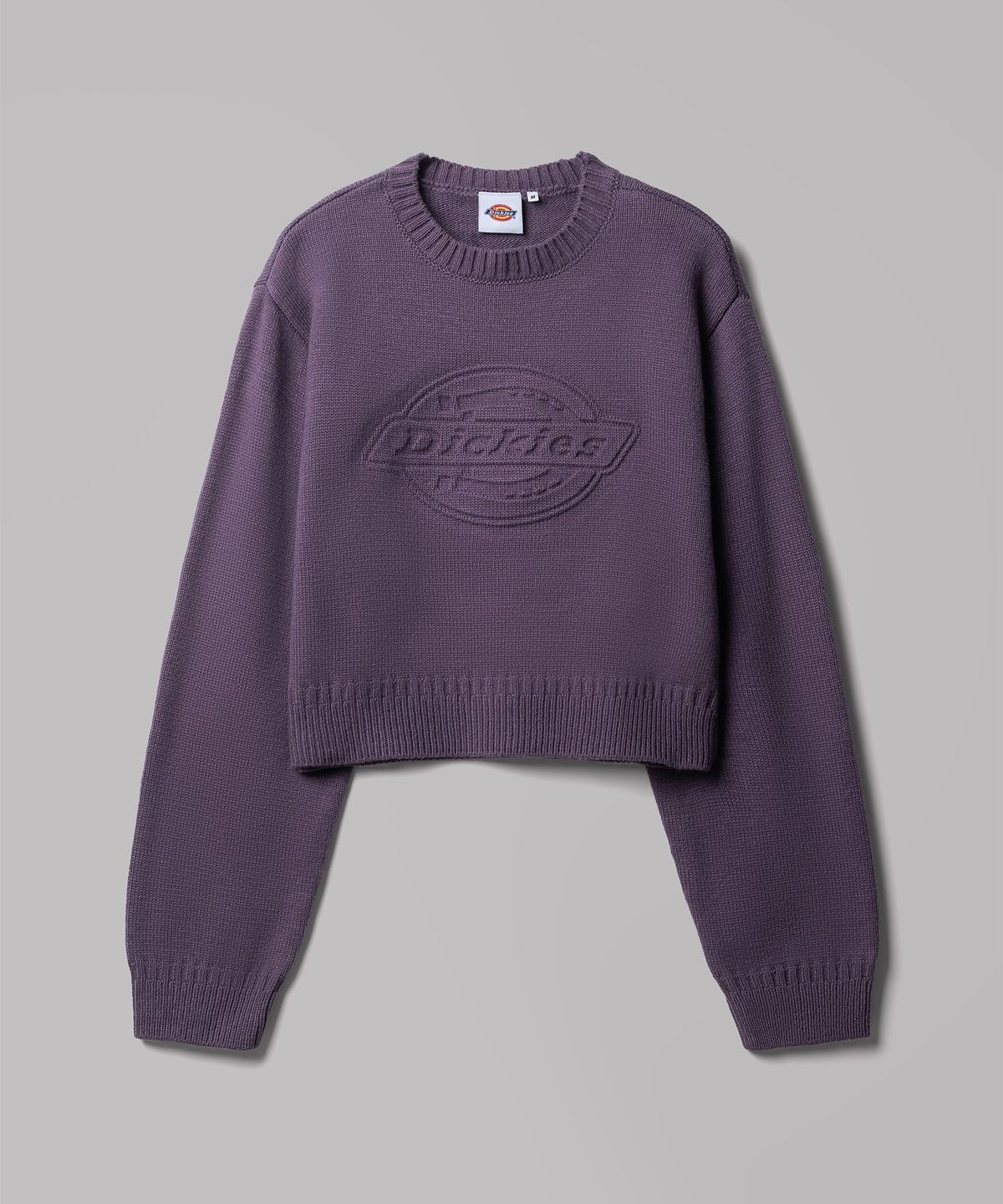 디키즈(DICKIES) 엠보스드 로고 풀오버 크롭 니트 Purple