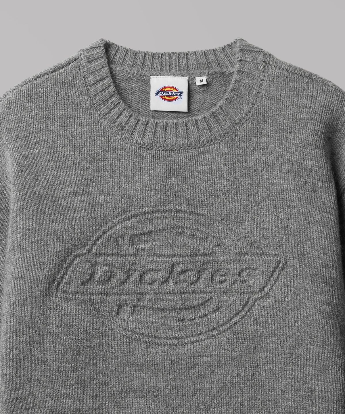 디키즈(DICKIES) 엠보스드 로고 풀오버 크롭 니트 Gray