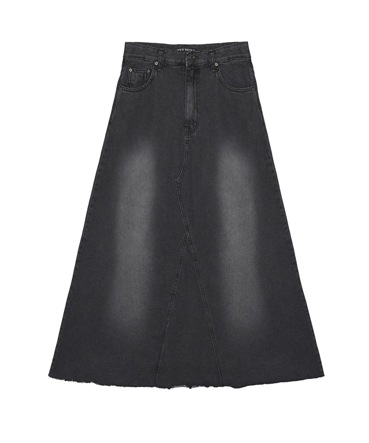 닉앤니콜(NICK&NICOLE) MAXI WASHING DENIM SKIRT_BLACK
