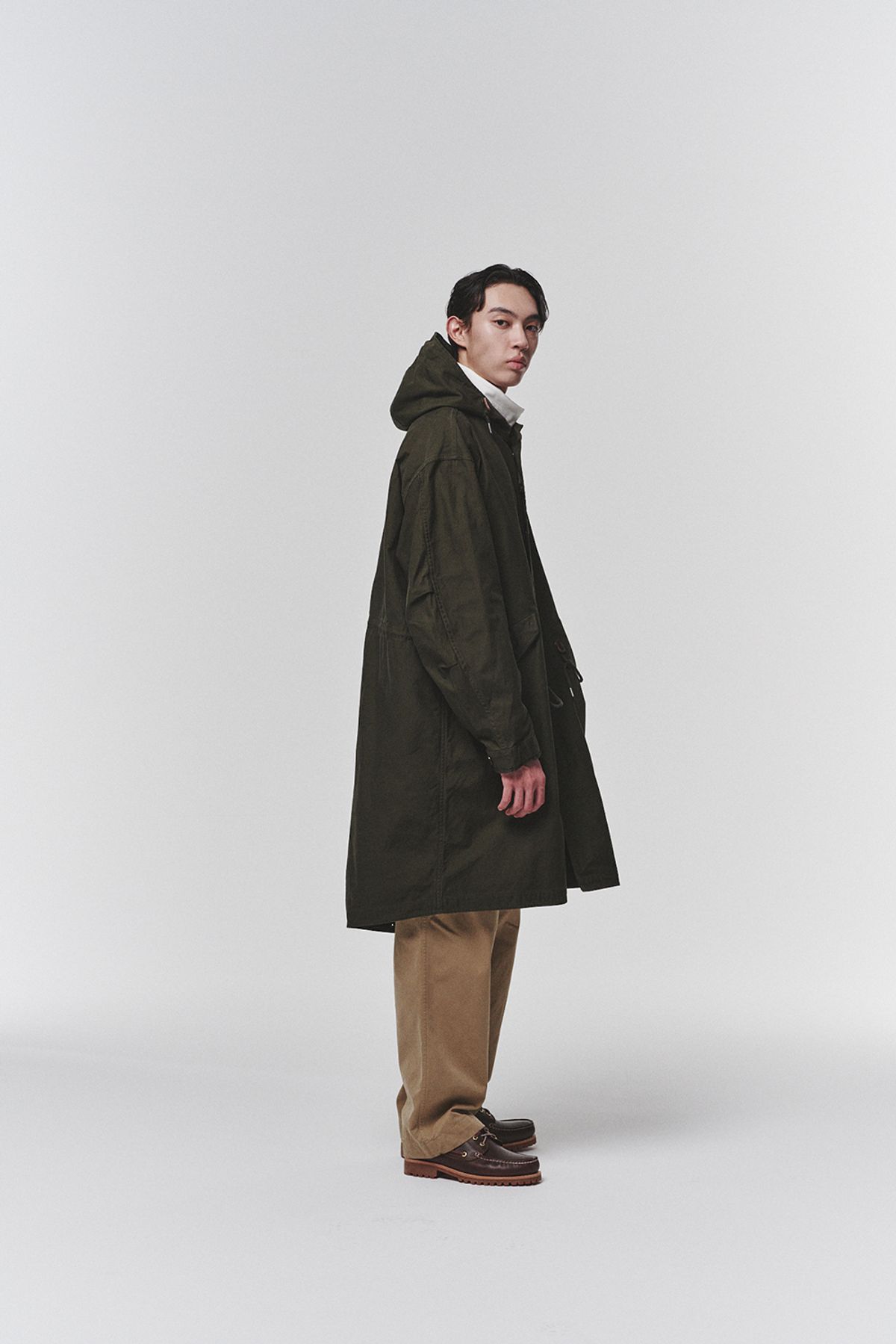 히즈핸더(HISHANDER) BACKSATIN M-51 FISHTAIL PARKA [Military Olive]