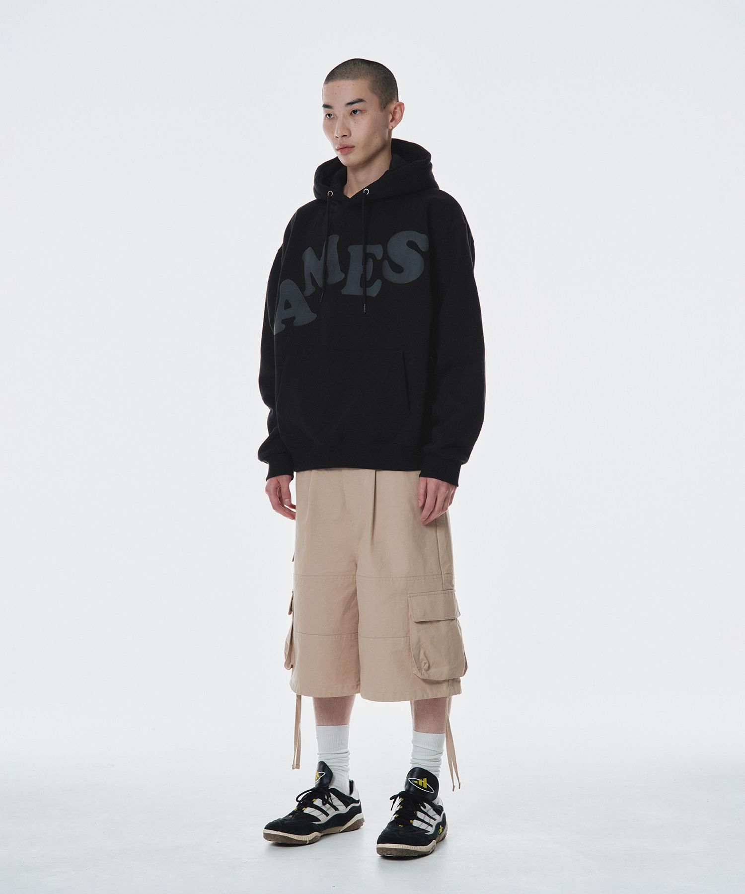 MUSINSA | AMES-WORLDWIDE BIG TYPO HOODIE BLACK