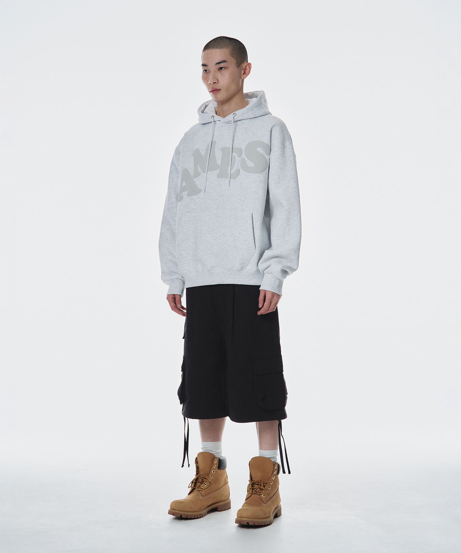 ★AMES-WORLDWIDE★LOGO TYPO GRAPHIC SWEATSHIRT GREY★正規品 MUSINSA | AMES-WORLDWIDE BIG TYPO HOODIE GREY