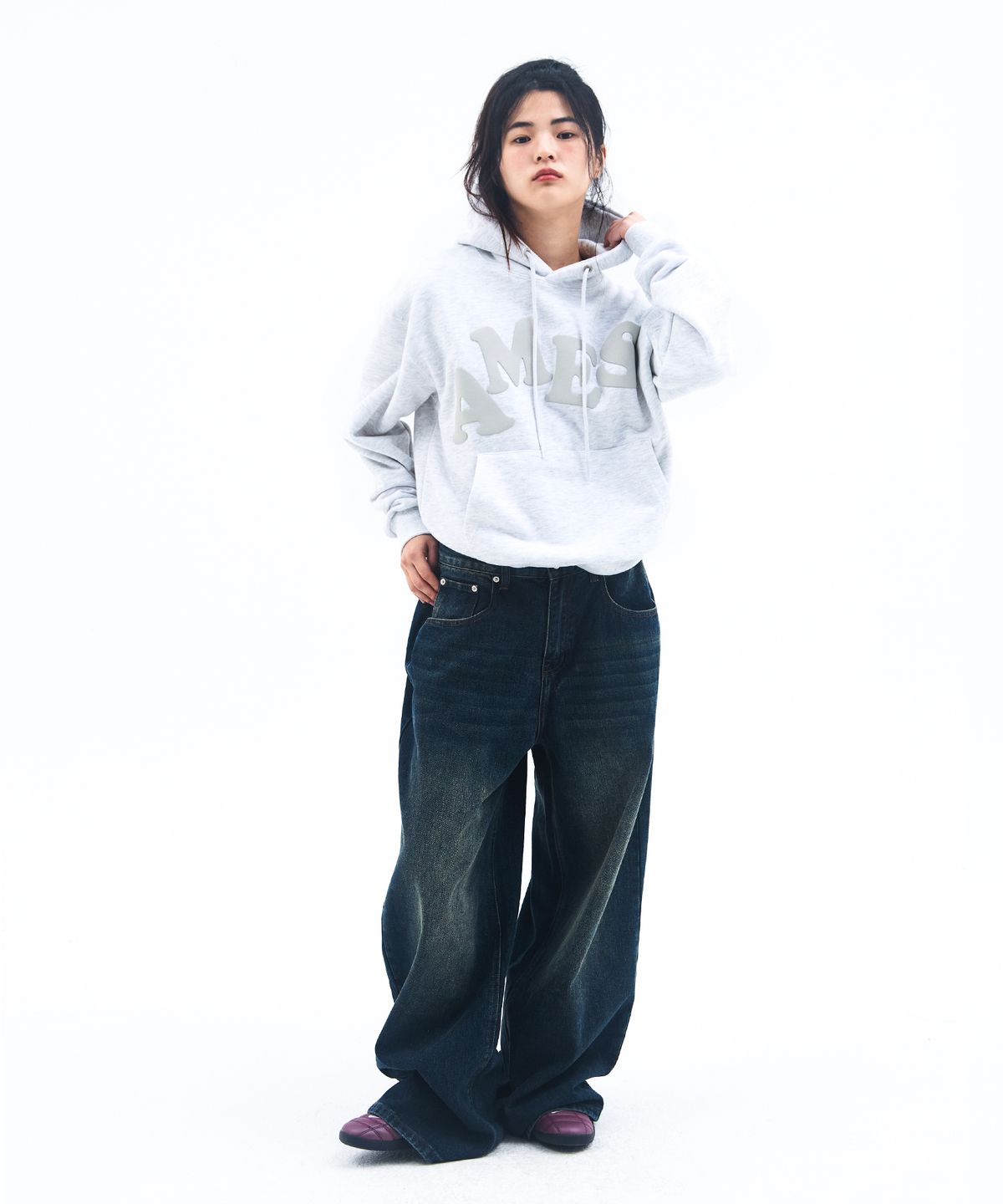 아메스 월드와이드(AMES-WORLDWIDE) BIG TYPO HOODIE GREY