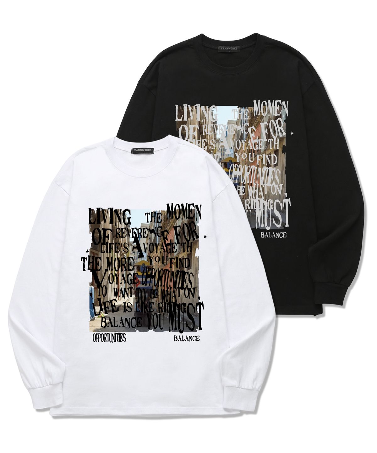 밴웍스(VANNWORKS) COLOR BALANCE TYPO 롱슬리브 (VLS0098) 블랙
