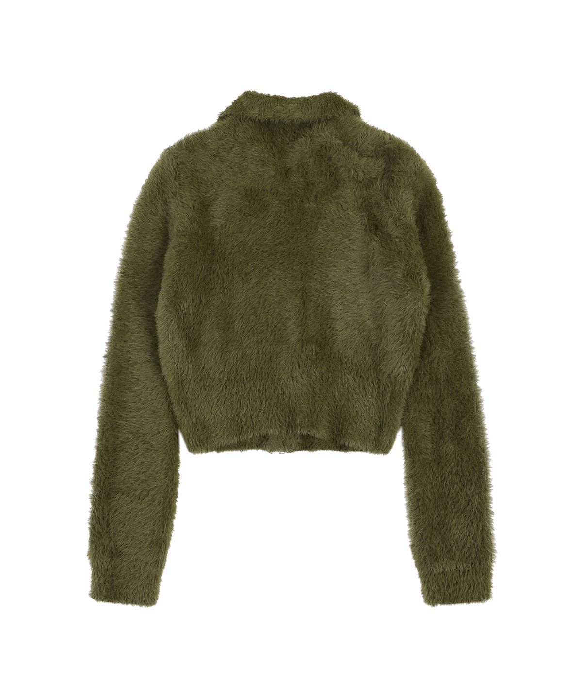 오디너리 홀리데이(ORDINARY HOLIDAY) HAIRY LOGO ZIP-UP CARDIGAN [KHAKI]