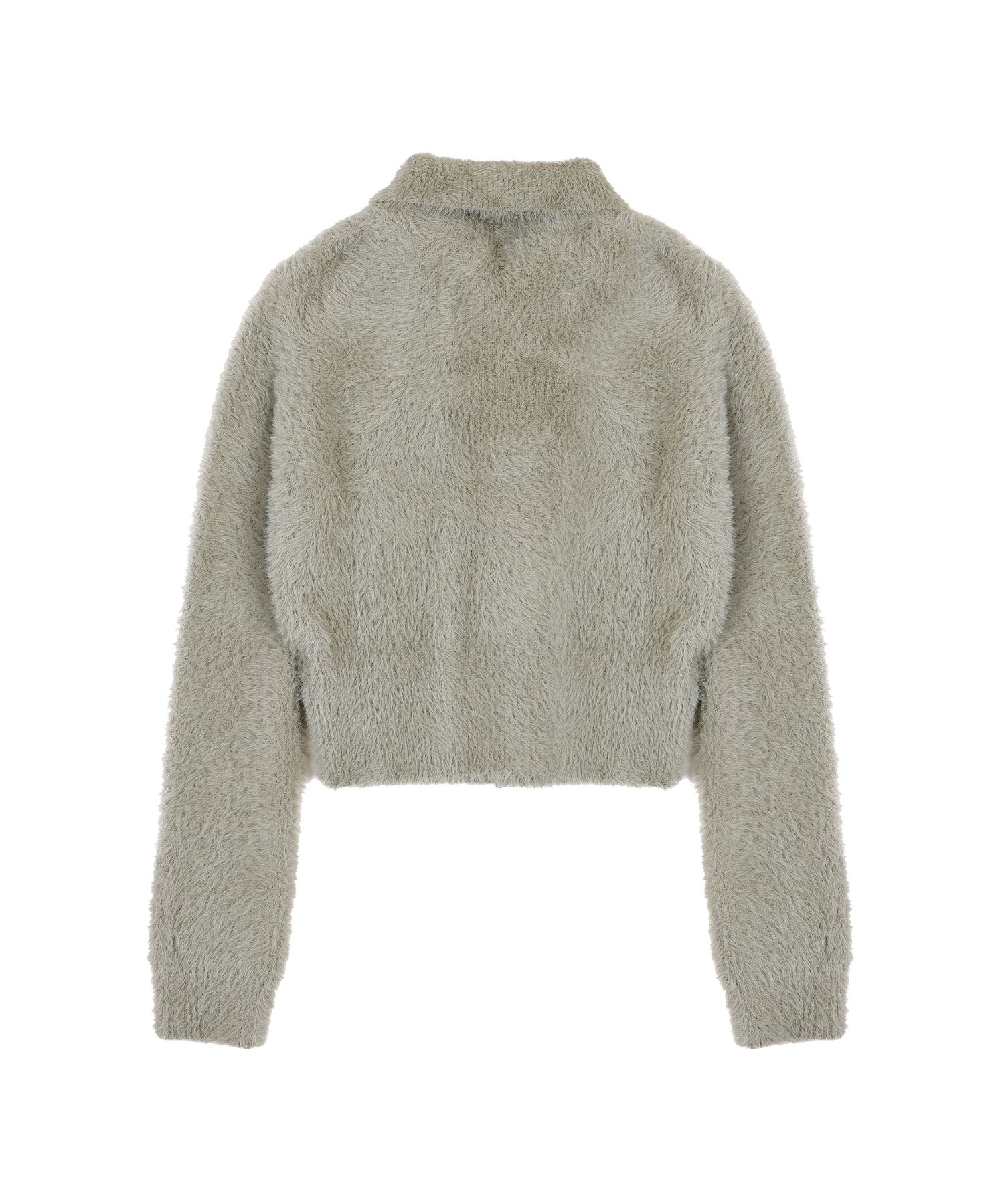 MUSINSA公式 | ORDINARY HOLIDAY HAIRY LOGO ZIP-UP CARDIGAN [GRAY]