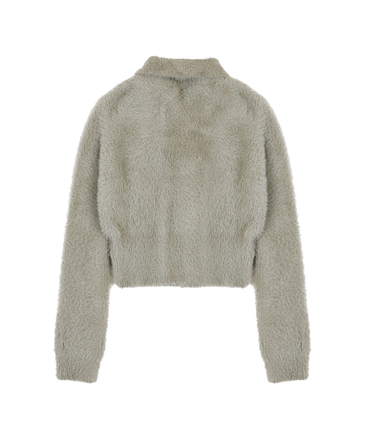 오디너리 홀리데이(ORDINARY HOLIDAY) HAIRY LOGO ZIP-UP CARDIGAN [GRAY]