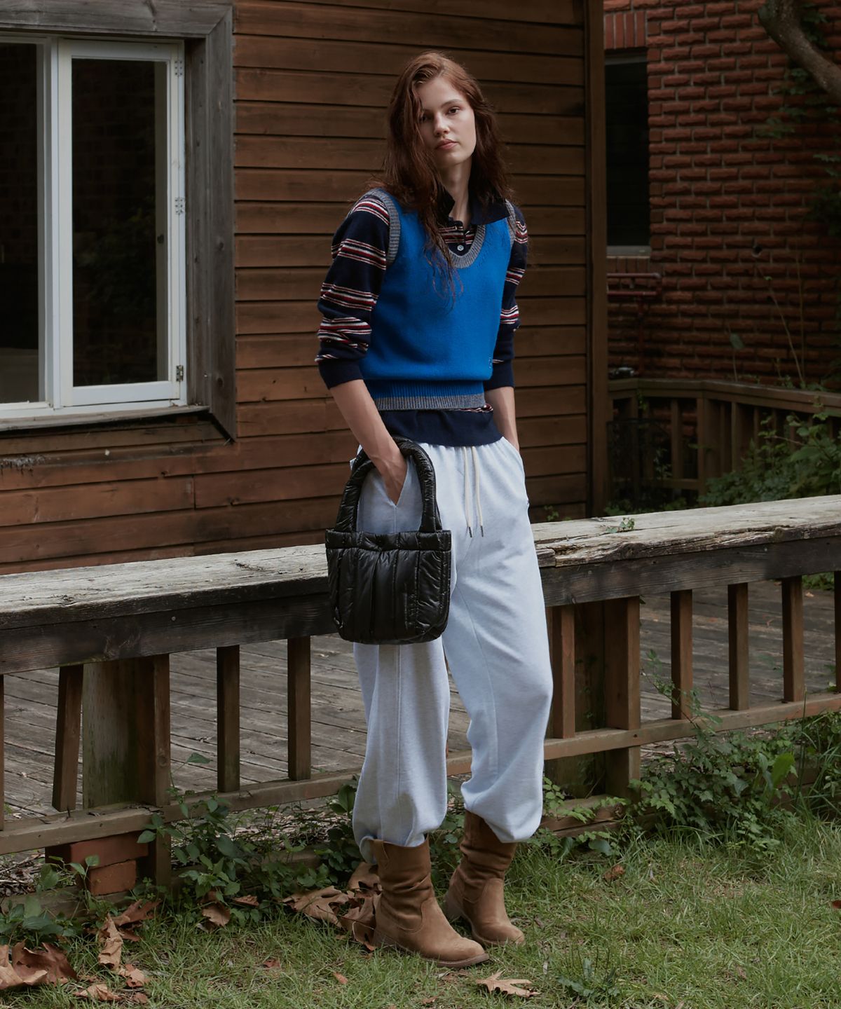 스튜디오앤파르크(STUDIO&PARC) Two Tone Knit Vest_Turkish blue