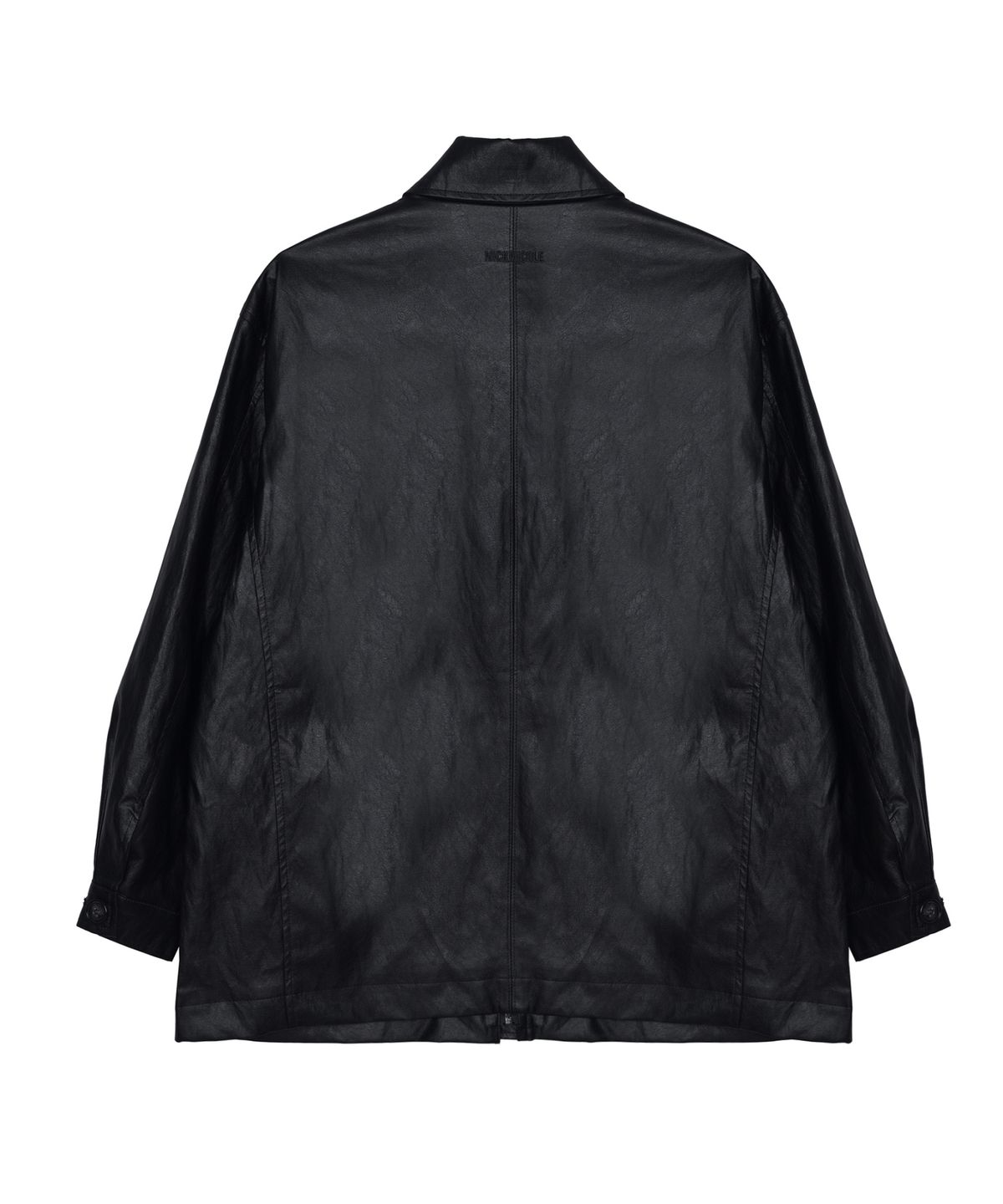 닉앤니콜(NICK&NICOLE) HIDDEN BUTTON MIDI LEATHER JACKET_BLACK