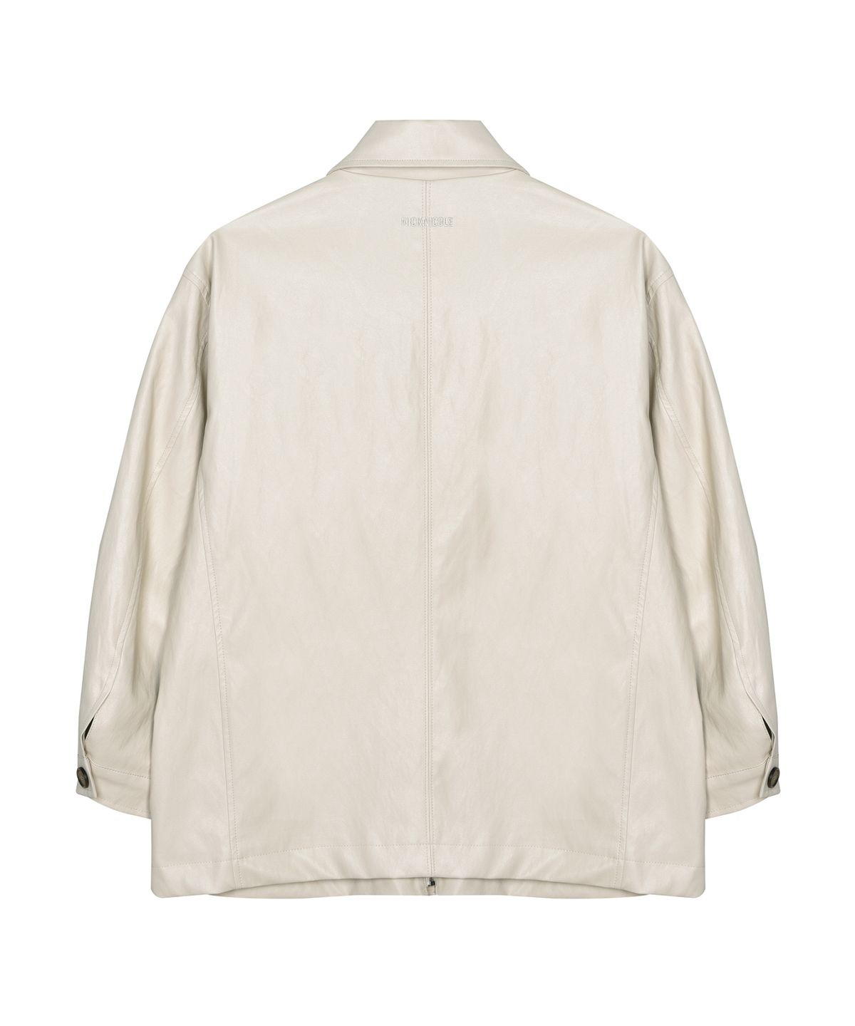 닉앤니콜(NICK&NICOLE) HIDDEN BUTTON MIDI LEATHER JACKET_CREAM