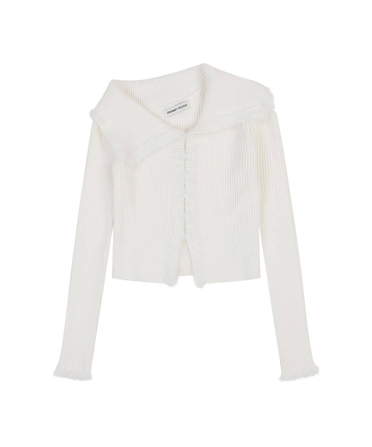 오디너리 홀리데이(ORDINARY HOLIDAY) TRIMMING OFF-SHOULDER CARDIGAN [IVORY]