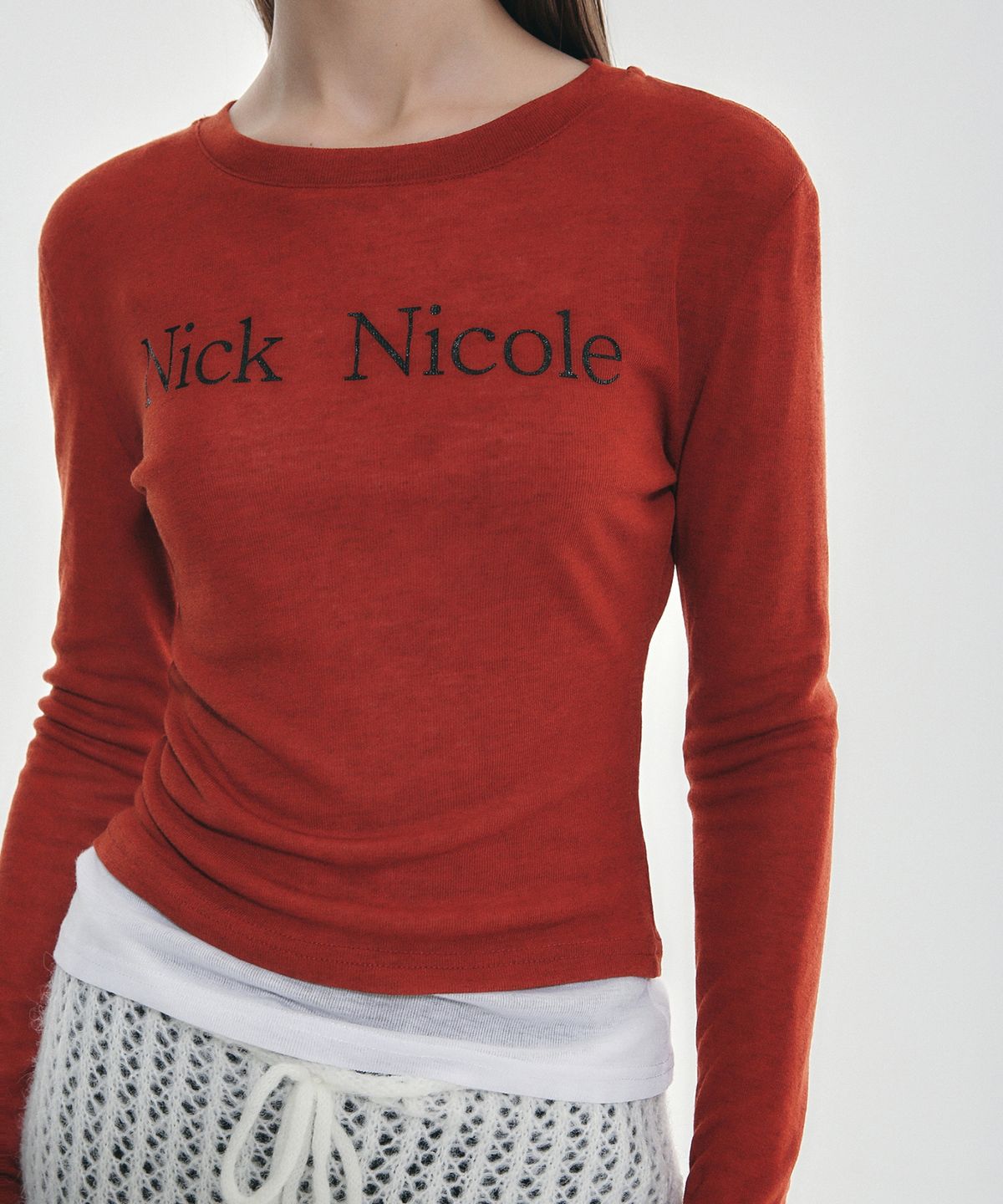 닉앤니콜(NICK&NICOLE) DOUBLE LAYERED LONG SLEEVE TOP_RED