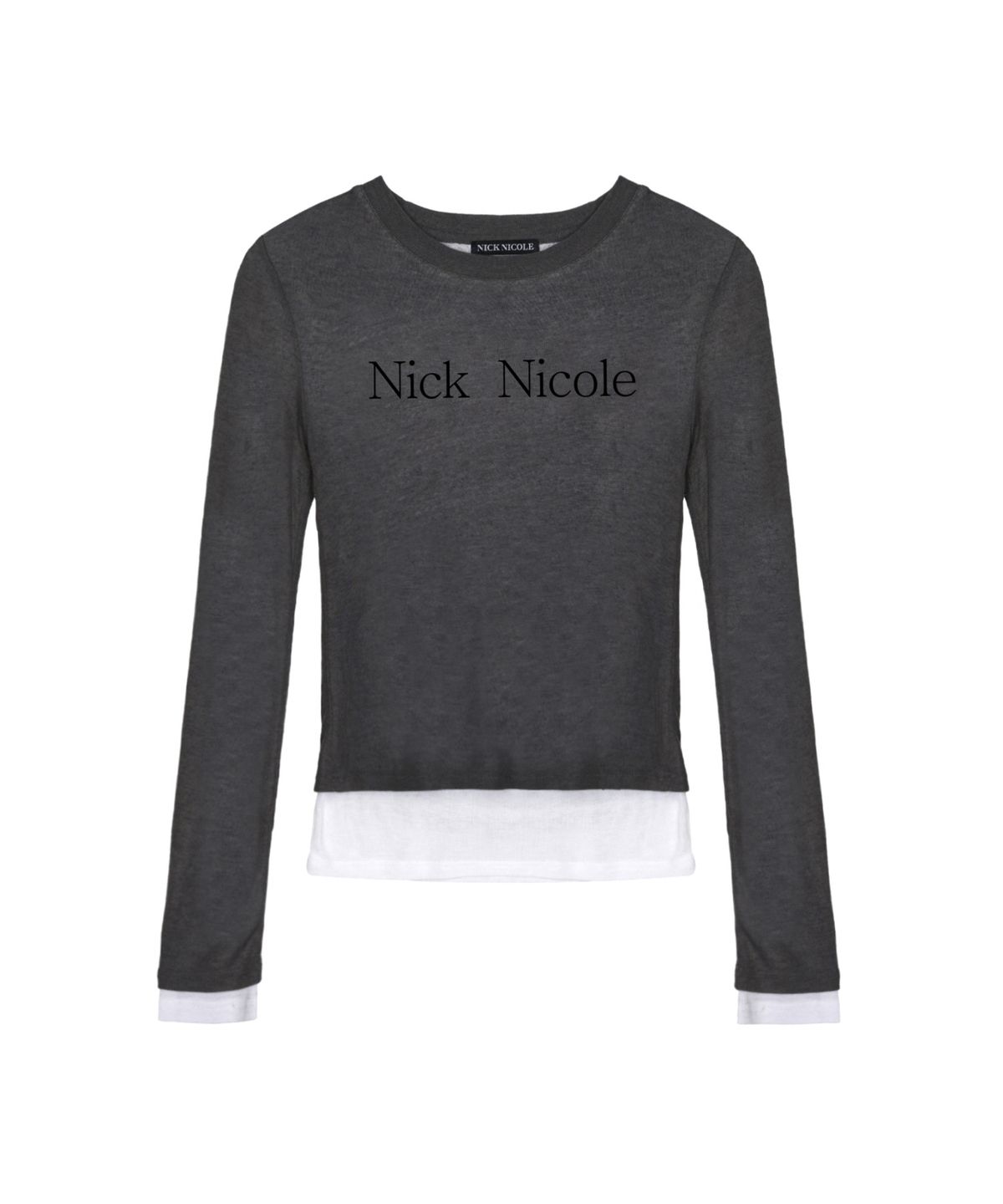 닉앤니콜(NICK&NICOLE) DOUBLE LAYERED LONG SLEEVE TOP_CHARCOAL