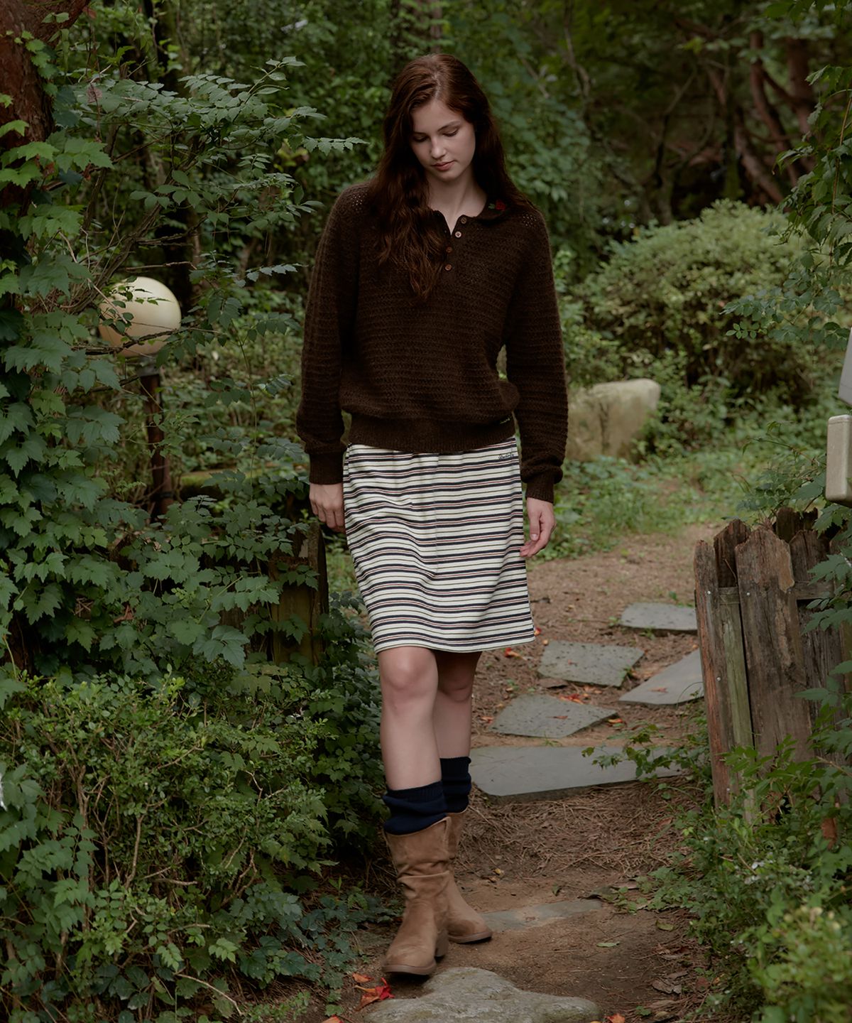 스튜디오앤파르크(STUDIO&PARC) Multi Stripe Jersey Skirt_Navy