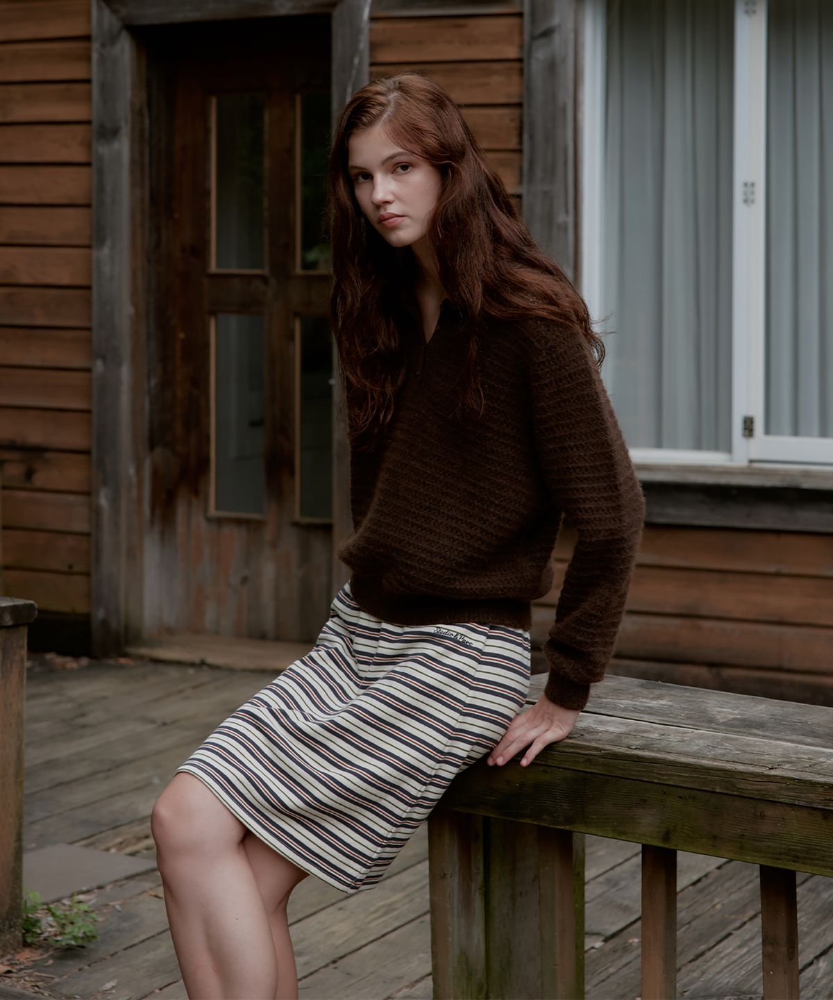 스튜디오앤파르크(STUDIO&PARC) Multi Stripe Jersey Skirt_Navy