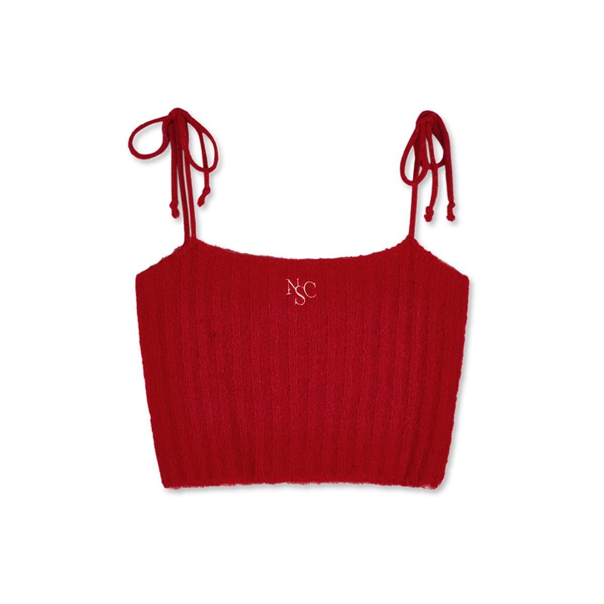 네이키드서프클럽(NAKED SURF CLUB) 울 블랜디드 리본 니트 탑 (Red)
