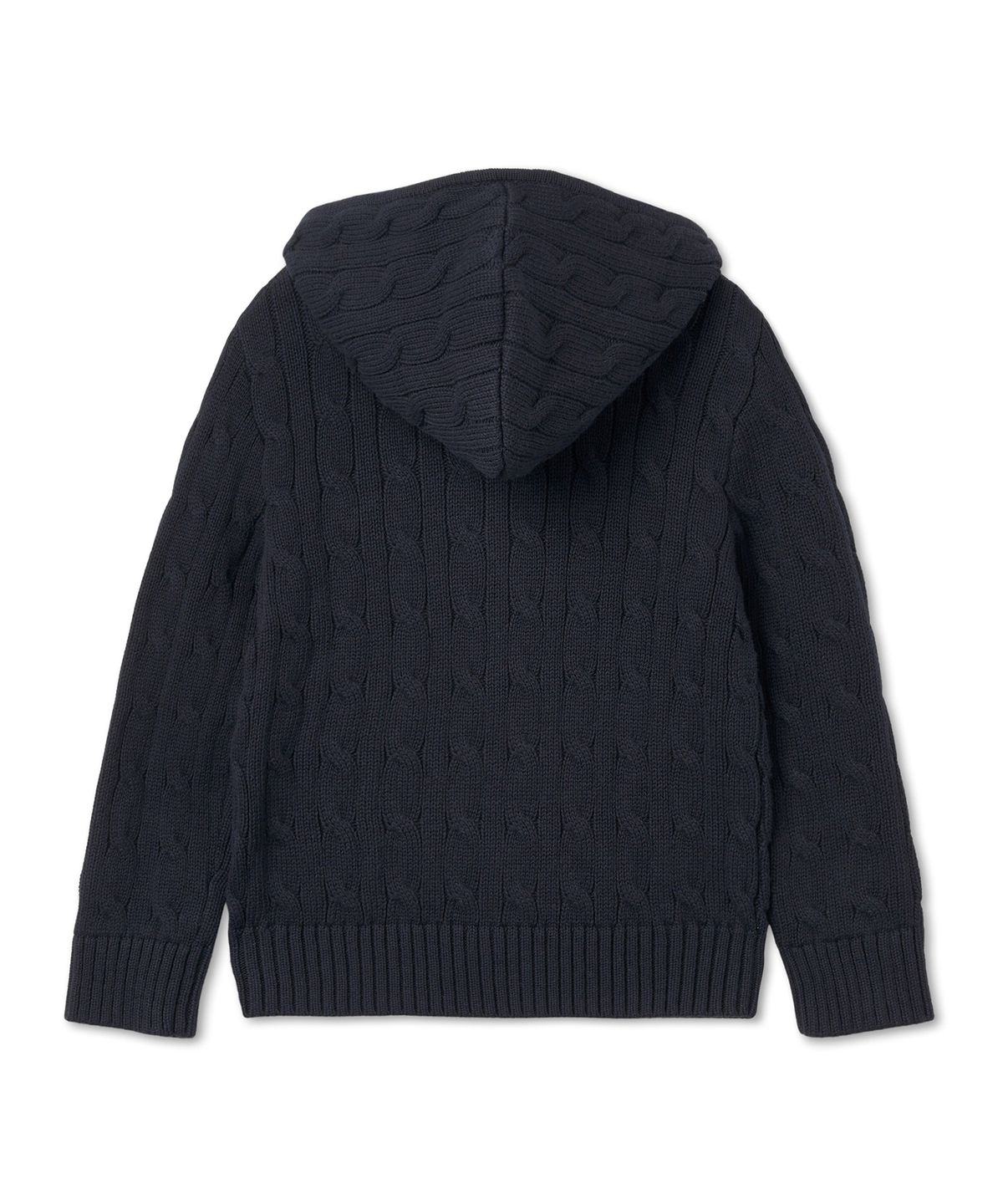 폴로 랄프 로렌 칠드런(POLO RALPH LAUREN CHILDREN) 케이블 코튼 후드 풀 지퍼 스웨터-네이비