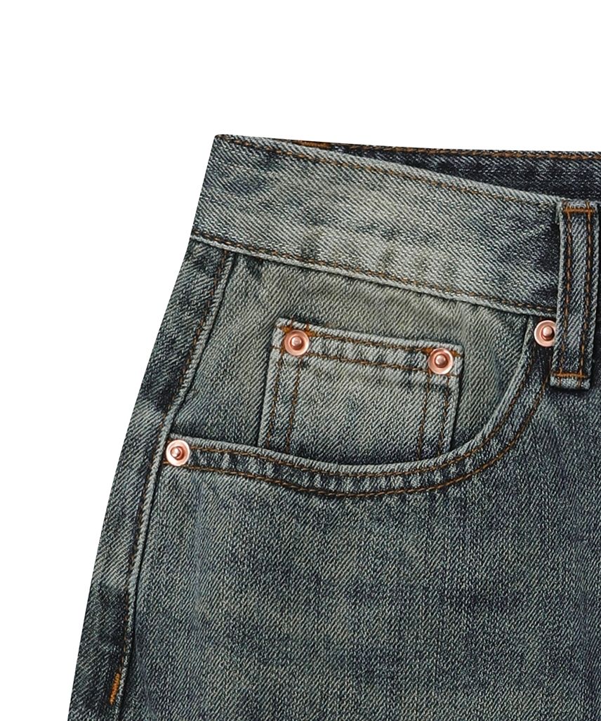 MUSINSA | MUCENT Crayon Back Pocket Big Logo Denim Skirt (2