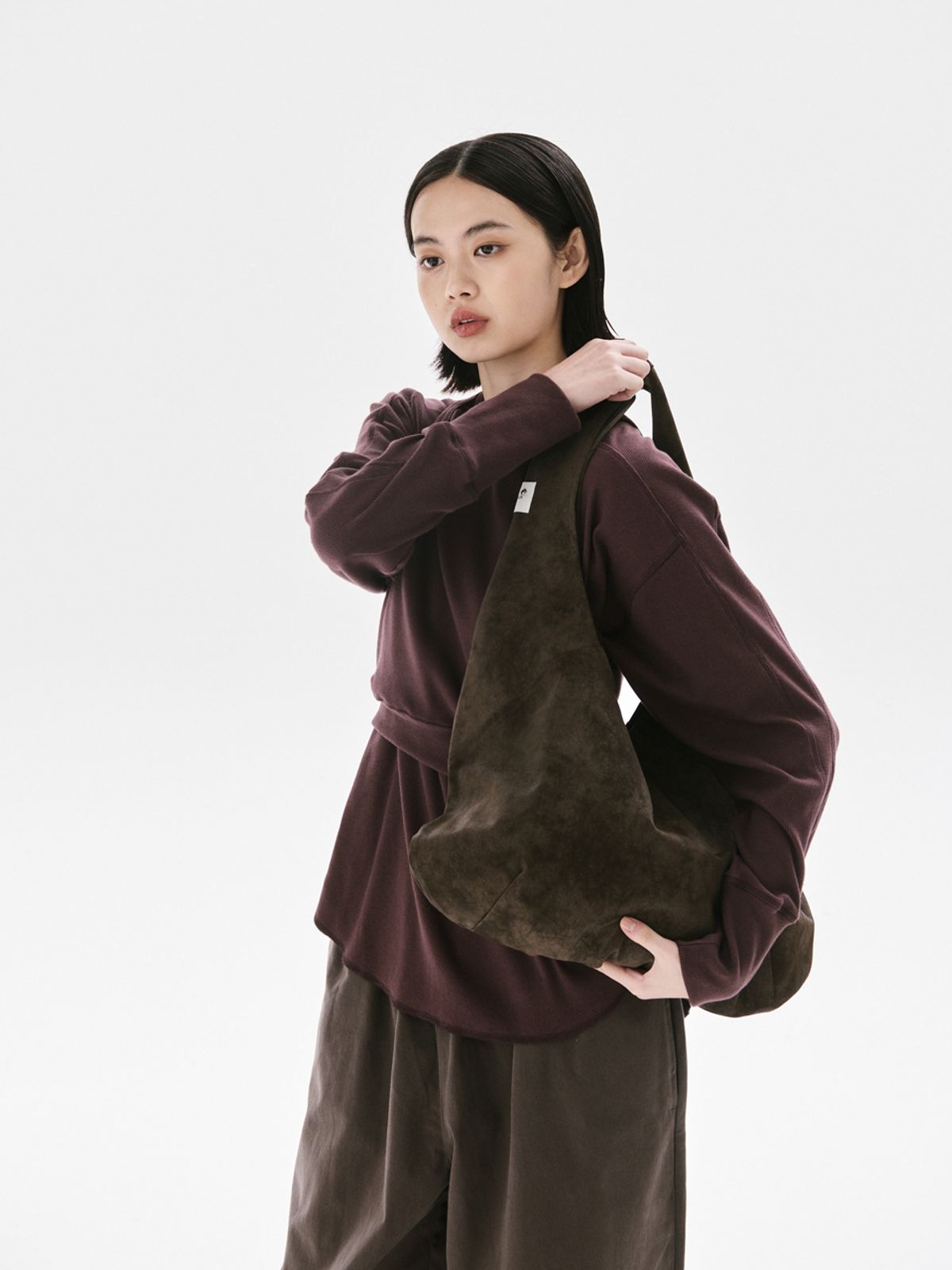 무니쉬(MOONISH) Half moon bag_BROWN