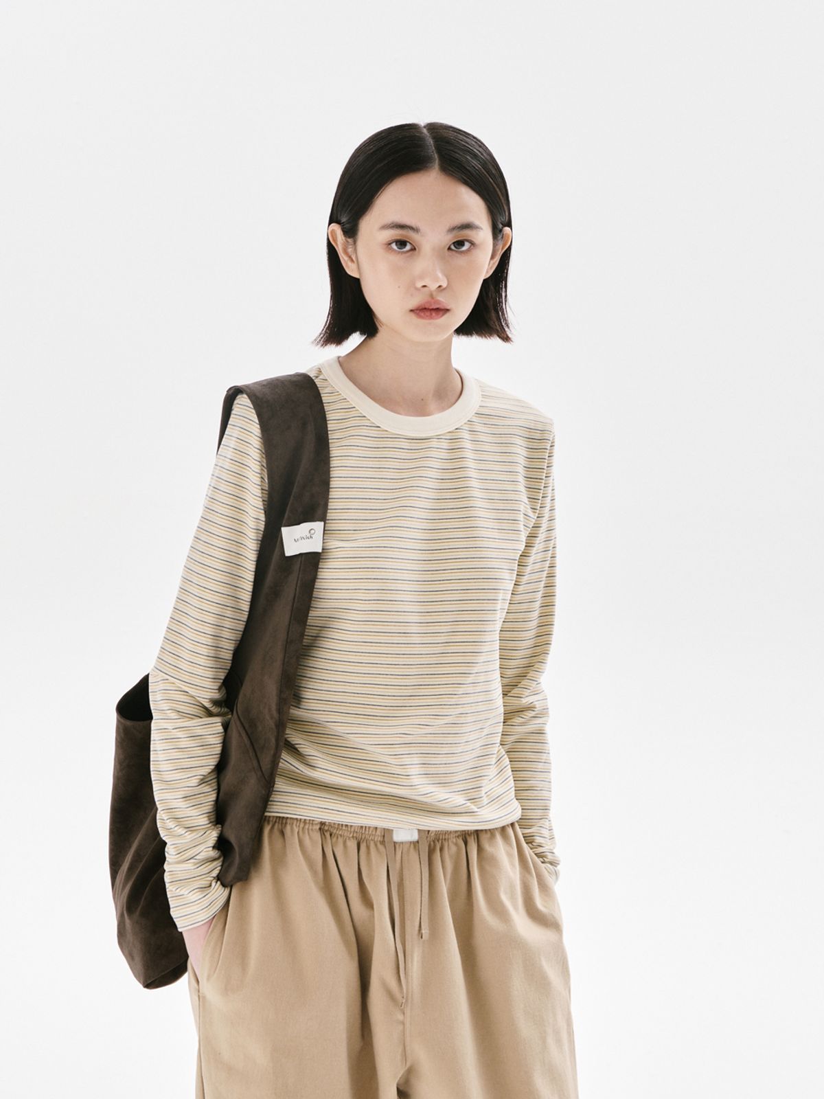 무니쉬(MOONISH) Half moon bag_BROWN