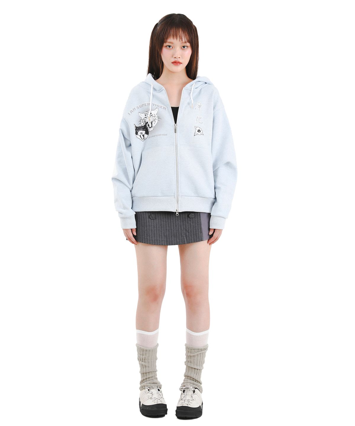 카타르시스(KATHARSIS) 슈퍼 타이거 오버사이즈 후드집업 스카이블루 ONE SIZE