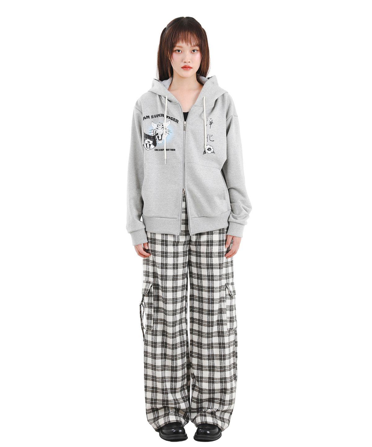 카타르시스(KATHARSIS) 슈퍼 타이거 오버사이즈 후드집업 그레이 ONE SIZE