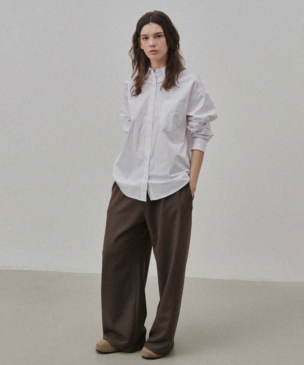 플라드주르(PLATDUJOUR) Standard shirts (Brown)