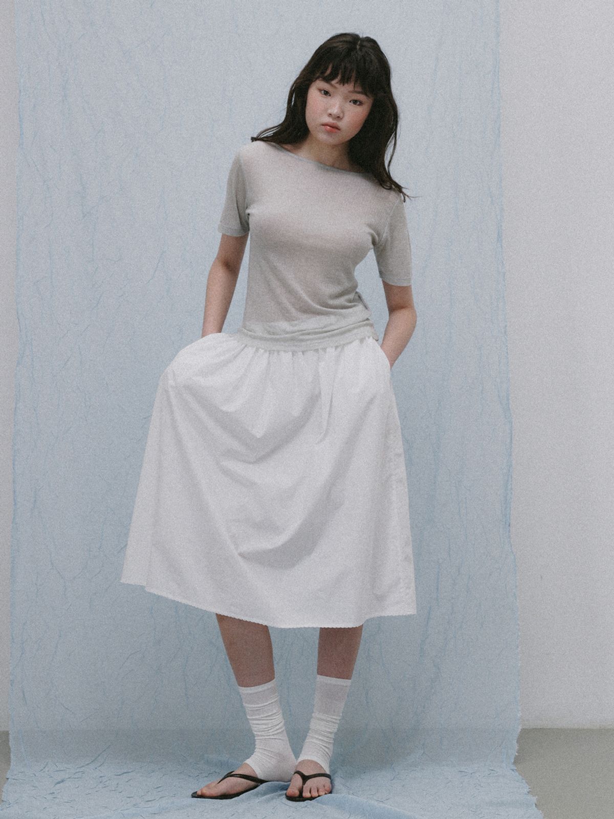 플라드주르(PLATDUJOUR) 셔링스커트 (아)