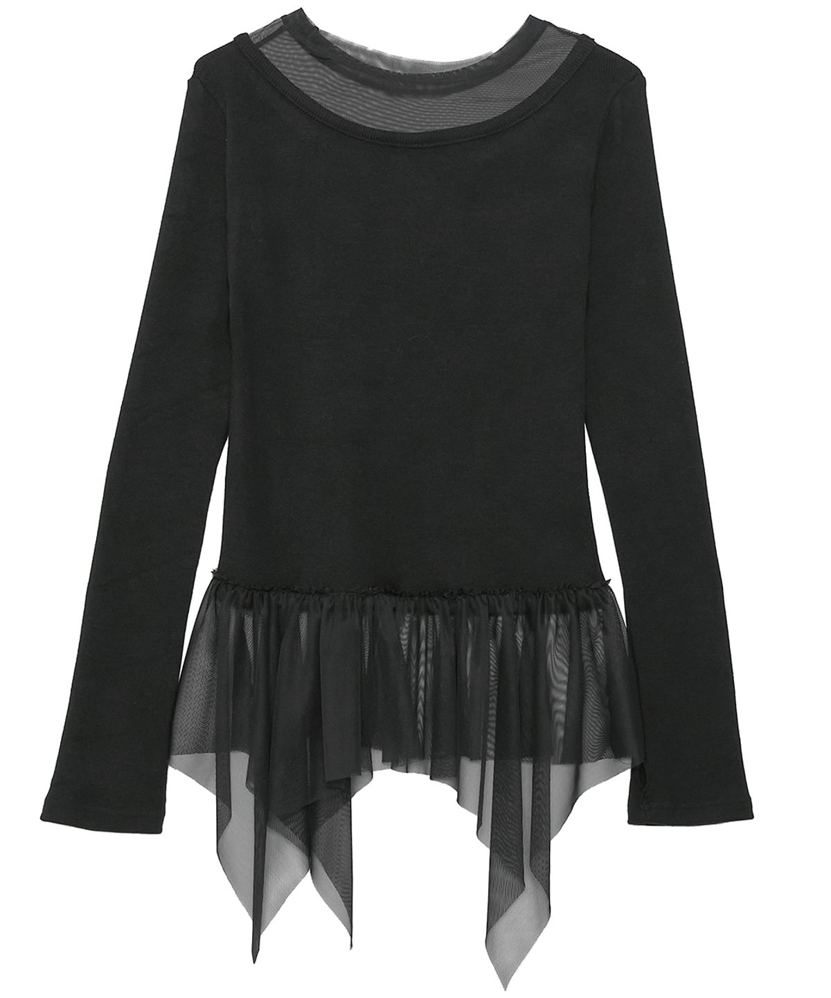 플레어업(FLAREUP) Layered Lace Frill Long Sleeve (FL-137_Black)